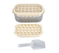 Double Layer Ice Cube Tray with 54 Grids, Beige Soft Bottom, Large Capacity Ice Maker - Easy Release, Airtight Storage Bin, Multipurpose Use (Beige (Soft Bottom Type))