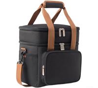 Double Layer Insulated Lunch Bag | Waterproof Oxford Cloth Cooler Tote with PEVA Lining | Thermal Food Storage for Camping | Picnic | Hiking | Gray or Navy Blue(black)