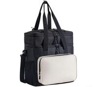 Double Layer Insulated Lunch Bag With Spacious Interior For Meals Fruits And Drinks Suitable For Picnics Office Commutes And Outdoor Activities(Black + White)