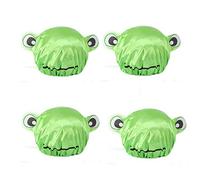 Double layer Kids Cartoon Shower Cap Waterproof Elastic Bath Cap With Cute Pattern for Boy and Girls Shower Salon (4PCS Kid's Green Smiling Frog)