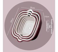 Double-Layer Kitchen Colander Set, 26 x 24 x 9.5 cm Stackable PP Strainer Bowl for Fruits & Vegetables, Space-Saving Storage, Dual-Tier Draining(x purple)