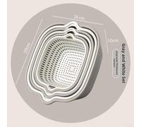 Double-Layer Kitchen Colander Set, 26 x 24 x 9.5 cm Stackable PP Strainer Bowl for Fruits & Vegetables, Space-Saving Storage, Dual-Tier Draining(8 gray)