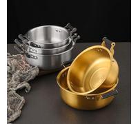 Double Layer Korean Style Snail Noodle Pot, Double-Ear Ramen Cooking Pot, Stainless Steel Pan, For Soup, Noodle, Pasta, Home(sliver-L)