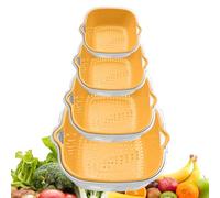 Double Layer Laundry Basket - Fruit Strainer Bowl Fruit Cleaning 8X Veggie Wash Pasta Rice Strainer Salad Spinner | 2-Layer Thickened Design for Effective Draining and Washing Beige, Yellow, Green