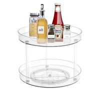 Double-Layer Lazy Susan Turntable Cupboard Organiser, Rotating Storage Organizer, Rotating spice rack Fridge turntable organiser, for Kitchen, Fridge, Pantry Cabinet, Refrigerator, Dressing table