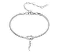 Double Layer Link Bracelet for Women Gold Italian Horn Infinity Knot Bracelet Silver Snake Chain Adjustable Charm Lucky Elegant Dainty Jewelry Accessories, L, Alloy Steel, no gemstone