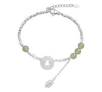 Double Layer Moon Jade Bracelet Exquisite Handmade The Jade Design Symbolizes Reunion And Happiness Perfect For Any Occasion Fashion Accessories Conveying Jewelry Pearl Necklace (Gold, One Size)