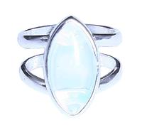 Double-layer Moonstone Unique Ring Opal Moonstone Ring Handmade Vintage Bohemian Ring For Women, Size 7 Durable and UsefulEasy Operation