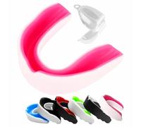 Double Layer Mouth Guard Gum Shield Mouthguards for Adult Senior Junior Kids Youth School Combat Sports Rugby Soccer Hockey Muay Thai MMA Boxing Martial Arts Basketball with Case (Pink White, Adult)