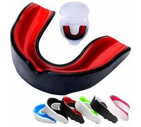 Double Layer Mouth Guard Gum Shield Mouthguards for Adult Senior Junior Kids Youth School Combat Sports Rugby Soccer Hockey Muay Thai MMA Boxing Martial Arts Basketball with Case (Black Red, Adult)