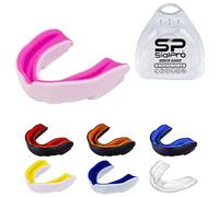 Double Layer Mouth Guards Slim Fit Adult Senior Mouldable Gum Shield with Case for Boxing Men MMA Rugby Hockey Basketball Muay Thai Kickboxing Football All Contact Sports(12+ Years), White-Pink