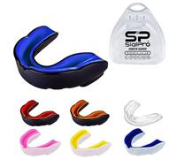 Double Layer Mouth Guards Slim Fit Adult Senior Mouldable Gum Shield with Case for Boxing Men MMA Rugby Hockey Basketball Muay Thai Kickboxing Football All Contact Sports (12+ Years) Black-Blue