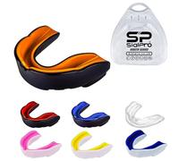 Double Layer Mouth Guards Slim Fit Adult Senior Mouldable Gum Shield with Case for Boxing Men MMA Rugby Hockey Basketball Muay Thai Kickboxing Football All Contact Sports(12+ Years), Black-Orange