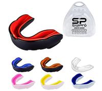 Double Layer Mouth Guards Slim Fit Adult Senior Mouldable Gum Shield with Case for Boxing Men MMA Rugby Hockey Basketball Muay Thai Kickboxing Football All Contact Sports (12+ Years), Black-Red