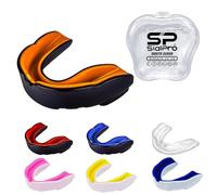 Double Layer Mouth Guards Slim Fit Junior Mouldable Gum Shield with Case for Boxing Men MMA Rugby Hockey Basketball Muay Thai Kickboxing Football All Contact Sports (<11 Years), Black-Orange