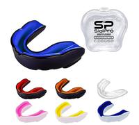 Double Layer Mouth Guards Slim Fit Junior Mouldable Gum Shield with Case for Boxing Men MMA Rugby Hockey Basketball Muay Thai Kickboxing Football All Contact Sports (<11 Years), Black-Blue