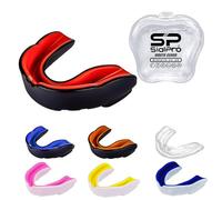 Double Layer Mouth Guards Slim Fit Junior Mouldable Gum Shield with Case for Boxing Men MMA Rugby Hockey Basketball Muay Thai Kickboxing Football All Contact Sports (<11 Years), Black-Red