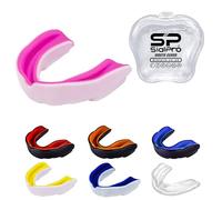 Double Layer Mouth Guards Slim Fit Junior Mouldable Gum Shield with Case for Boxing Men MMA Rugby Hockey Basketball Muay Thai Kickboxing Football All Contact Sports (<11 Years), White-Pink