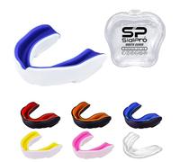 Double Layer Mouthguard Slim Fit, Senior Junior Gum Shield with Case for Boxing, MMA, Rugby, Martial Arts, Judo, Karate, Hockey and All Contact Sports (Junior (<11 Years), White-Blue)
