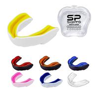 Double Layer Mouthguard Slim Fit, Senior Junior Gum Shield with Case for Boxing, MMA, Rugby, Martial Arts, Judo, Karate, Hockey and All Contact Sports (Junior (<11 Years), White-Yellow)