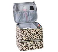 Double Layer Nail Polish Organizer - 30 Bottle Case with Buffer Cushion | Wear-Resistant Carrying Case for Nail Technology Supplies and Nail Tools, Leopard, Consulte la descripción, See description