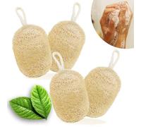Double Layer Natural Loofah Sponge - Eco Scrubber for Bath & Kitchen, Gentle on Sensitive Skin & Nonstick Pans (4.7"x3") (4 Pack)