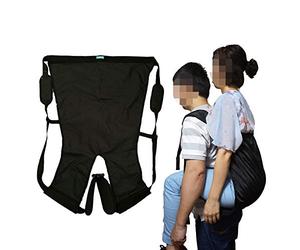 Double Layer Patient Lift Sling Carrier One-Person Transferring Belt for Carrying Up and Down Stairs to Bed,Wheelchair,Chair,Car,Vehicle for Elderly,Handicapped,Disabled,Bedridden (Black, Large)
