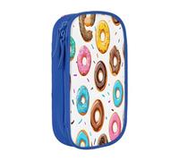 Double Layer Pencil Case for Teenage Girls, Donut Printed Pen Bag, Large Capacity Durable Oxford Fabric Zippered Stationery Organizer for School College Office Travel, Art Supply Pouch with Pen Slots