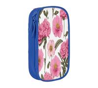 Double Layer Pencil Case for Teenage Girls, Garden Peony Pen Bag, Large Capacity Durable Oxford Fabric Zippered Stationery Organizer for School College Office Travel, Art Supply Pouch with Pen Slots
