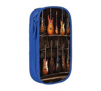 Double Layer Pencil Case for Teenage Girls, Guitars Pen Bag, Large Capacity Durable Oxford Fabric Zippered Stationery Organizer for School College Office Travel, Art Supply Pouch with Pen Slots