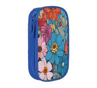 Double Layer Pencil Case for Teenage Girls, Hello Hawaii Pen Bag, Large Capacity Durable Oxford Fabric Zippered Stationery Organizer for School College Office Travel, Art Supply Pouch with Pen Slots