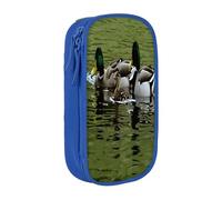 Double Layer Pencil Case for Teenage Girls, Loon Nature Bird Pen Bag, Large Capacity Durable Zippered Stationery Organizer for School College Office Travel, Art Supply Pouch with Pen Slots