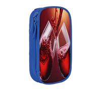 Double Layer Pencil Case for Teenage Girls, Red Wine Glass Cheers Pen Bag, Large Capacity Durable Zippered Stationery Organizer for School College Office Travel, Art Supply Pouch with Pen Slots