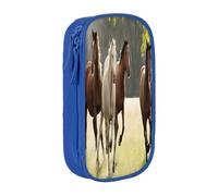 Double Layer Pencil Case for Teenage Girls, Various Kinds Horses Pen Bag, Large Capacity Durable Zippered Stationery Organizer for School College Office Travel, Art Supply Pouch with Pen Slots