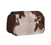 Double Layer Pencil Case, Large Capacity Stationery Organizer For School | Red Brown Cowhide, Storage Bag For Girl & Boy Gift, Supplies Travel Exams, 20x11x10cm