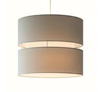 Double Layer Pendant Lampshade, Navy and White, 21.5cm Height x 25.5cm Diameter, Dual ES/BC Fitting (Light Grey)