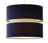 Double Layer Pendant Lampshade, Navy and White, 21.5cm Height x 25.5cm Diameter, Dual ES/BC Fitting (Navy)
