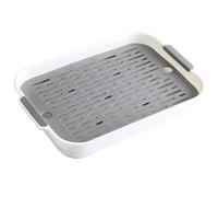 Double-Layer Pet Litter Box with Mesh Grid, Small Animal Toilet Tray, 10.6 X 7.3 X 1.3, Non-Flip Design for Rabbits, Guinea Pigs, Chinchillas, Hamsters, Gerbils, White