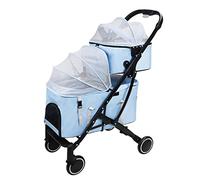 Double-Layer Pet Stroller Cat Dog Pram Detachable Pet Strollers for Dogs and Cats Pet Gear Two-Layer Pushchair Great for Twin or Multiple Breathable (Blue) (Blue)