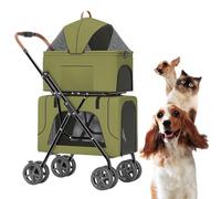 Double-Layer Pet Stroller Cat Travel Carriage Small Medium Dog Pram Pushchair - 3 in 1 Double Pet Stroller for Twin or Multiple - 2-Layer Removable Pet Stroller