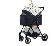 Double Layer Pet Stroller Foldable Small Medium Sized Dog Cat Trolley Portable Pet Strollers for Pet Travel Dual Pet Stroller for Small Dogs Or Cats Ventilated and Portable Design(White Cat)