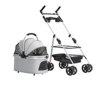 Double Layer Pet Stroller Foldable Small Medium Sized Dog Cat Trolley Portable Pet Strollers for Pet Travel Dual Pet Stroller for Small Dogs Or Cats Ventilated and Portable Design(Dark Gray)