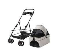 Double Layer Pet Stroller Foldable Small Medium Sized Dog Cat Trolley Portable Pet Strollers for Pet Travel Dual Pet Stroller for Small Dogs Or Cats Ventilated and Portable Design(Grey)