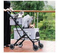 Double-Layer Pet Stroller for Cats and Dogs Double Travel Dog Pram Strollers Detachable Pet Stroller Pushchair Cat Buggy Cart Carrier Dog Pushchair (Purple) (Grey a)
