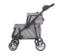 Double-Layer pet Stroller for Small Medium Dogs and Cats 4 Wheels, pet Supplies Foldable Dog Buggy Travel Outdoor Beach Dog Bicycle Trailer