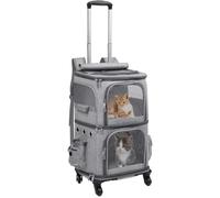 Double-layer Pet Trolley Bag Large Space Portable Outdoor Travel Silent Easy To Hold Two Cat Foldable Oxford Cloth Pet Bag