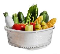Double Layer Plastic Kitchen Colander with Dust Cover, Quick Drain Fruit Vegetable Basket for Washing and Storage, Anti-Contamination Design for Home(White)