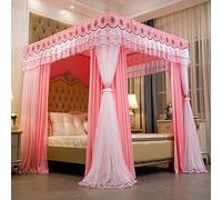 Double Layer Princess Canopy Bed Curtains for Girls - Stylish Canopy Cover for Single/King Size Four Poster Beds - Elegant Bed Drapes Set