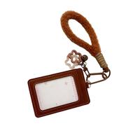 Double Layer PU Leather Card Case with Adjustable Lanyard and Star Charm Waterproof Photo Protectors for School Waterproof Card Case