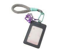 Double Layer PU Leather Card Case with Adjustable Lanyard and Star Charm Waterproof Photo Protectors for School Office Lanyard Card Case